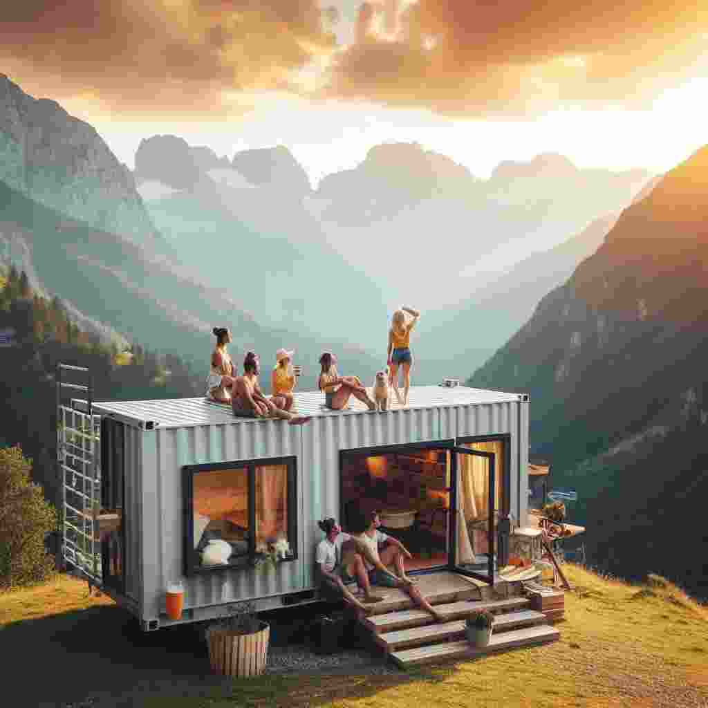 Tourists enjoying cabin house by smart tiny Malaysia (illustration)